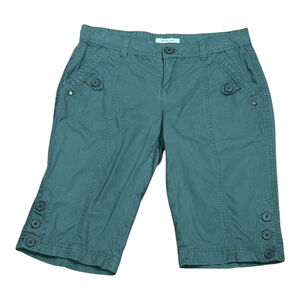 Urban Life Shorts Womens 0 Green Button Bermuda Cotton Casual Capri Cropped